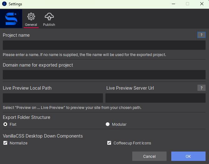 Site Designer General Settings