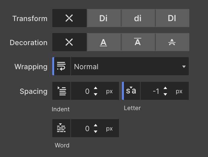 Transform, Decoration and other controls