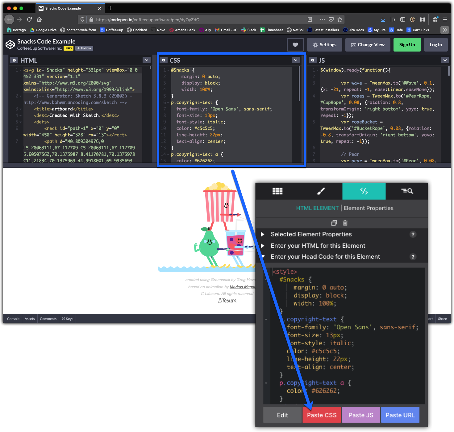 Copy Codepen CSS
