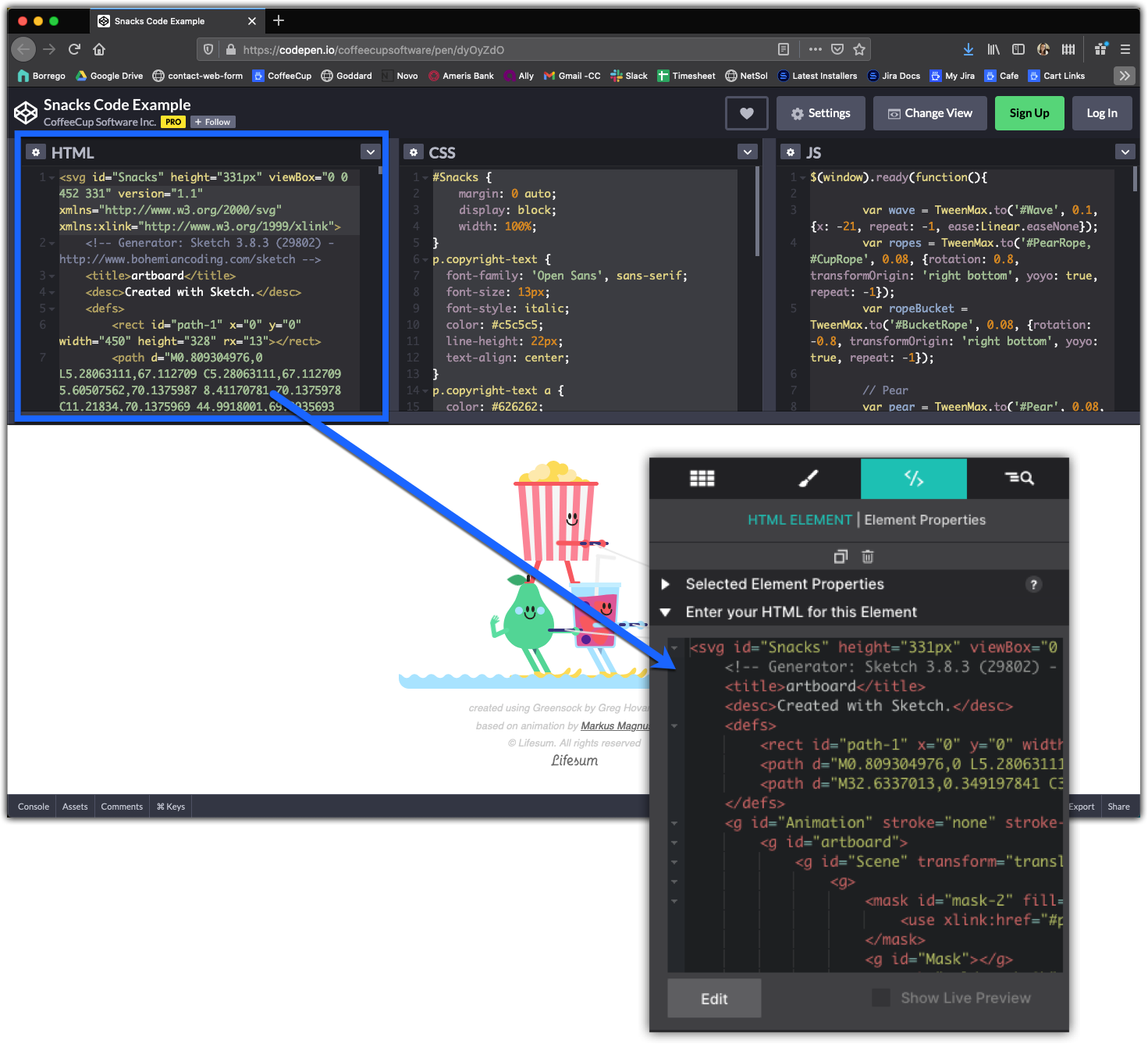 Copy Codepen HTML
