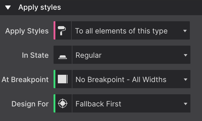 Apply Styles with Type Selected