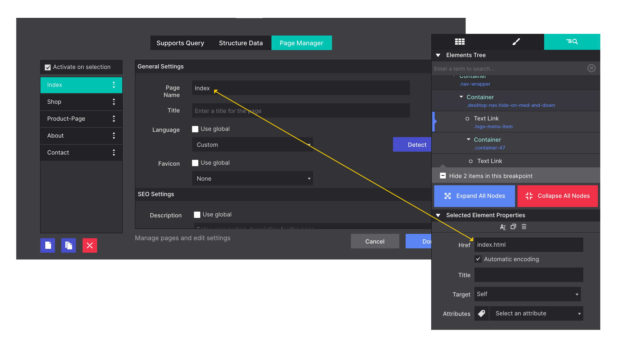 Page Name on Dialog and on a Link