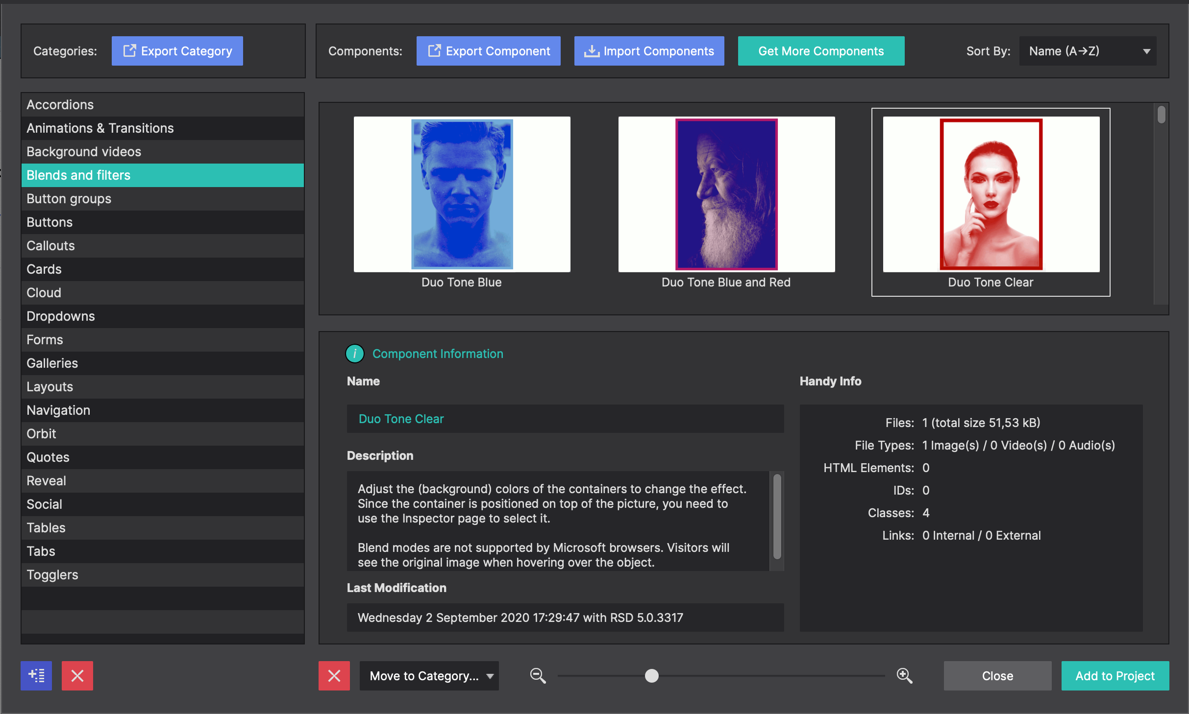 Components Library Dialog