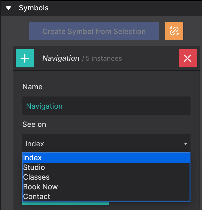 Jump to a page with the Symbol