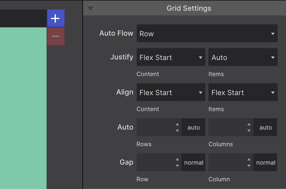 Grid Settings Controls