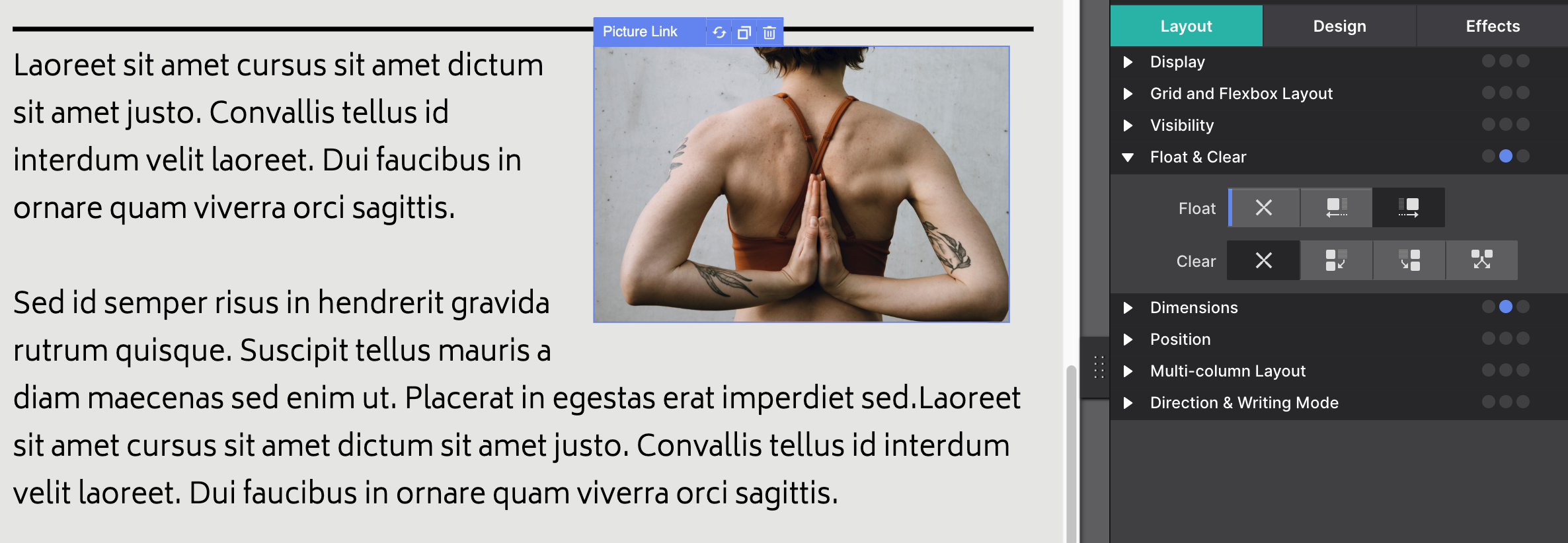 Float Image to the Right Example