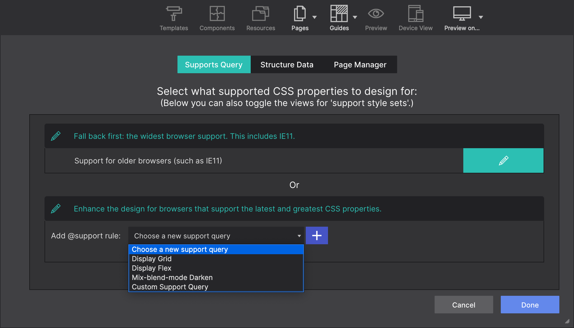 Add a new Support Query from Dialog