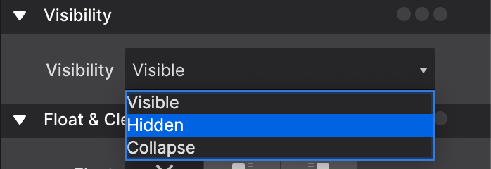 Visibility Control Screenshot