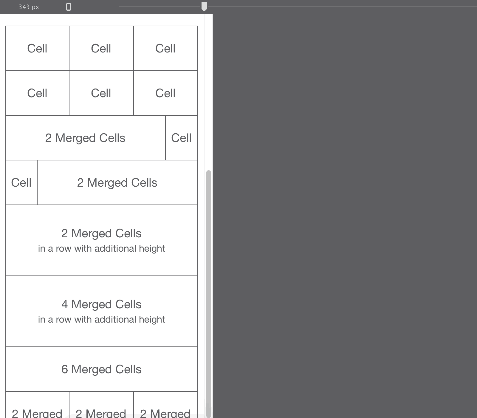 Cells stacking as the screen narrows