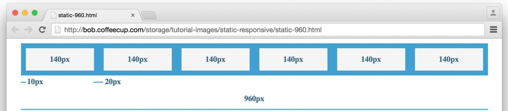 A fixed layout as the window narrows