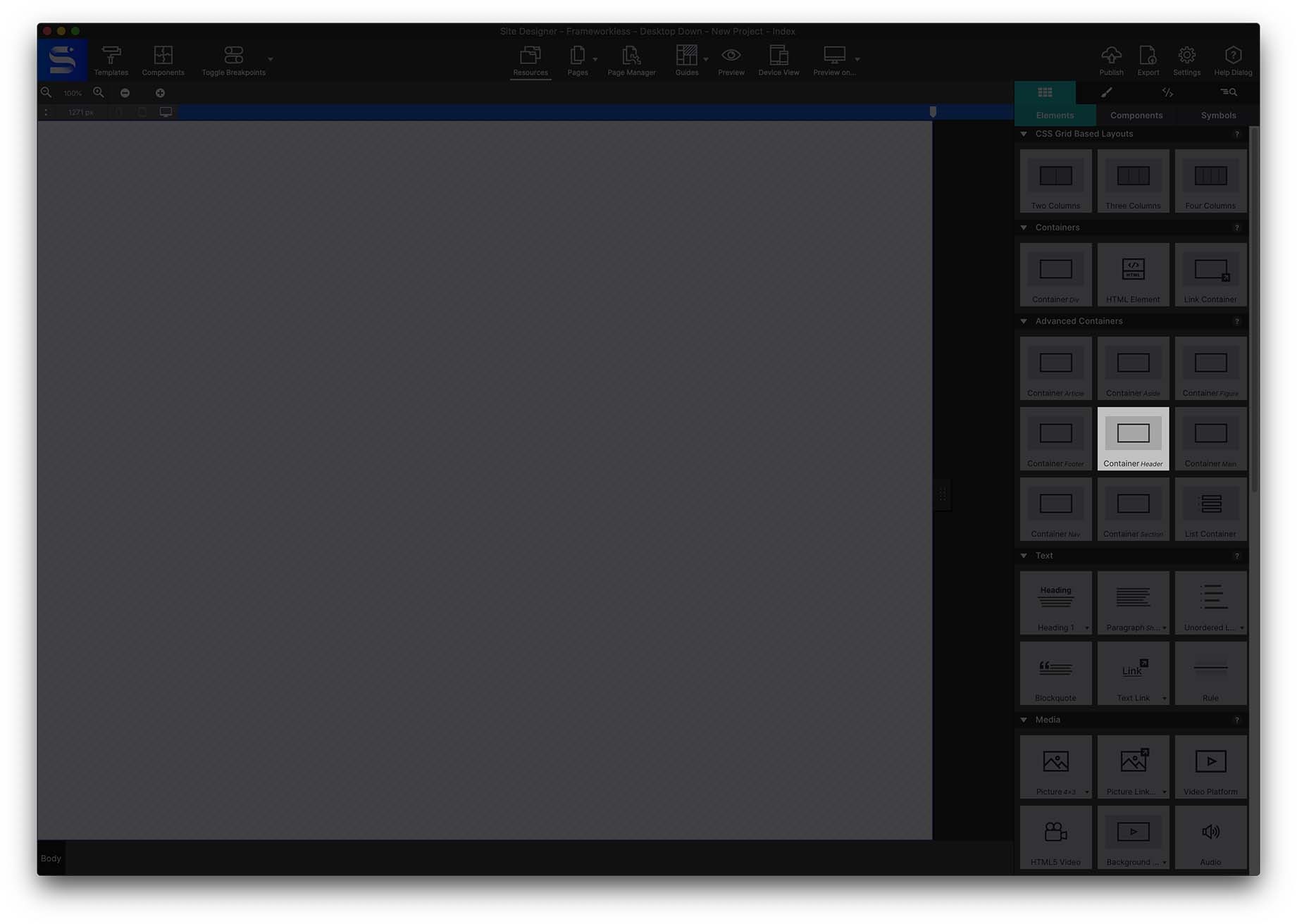 Adding a header container