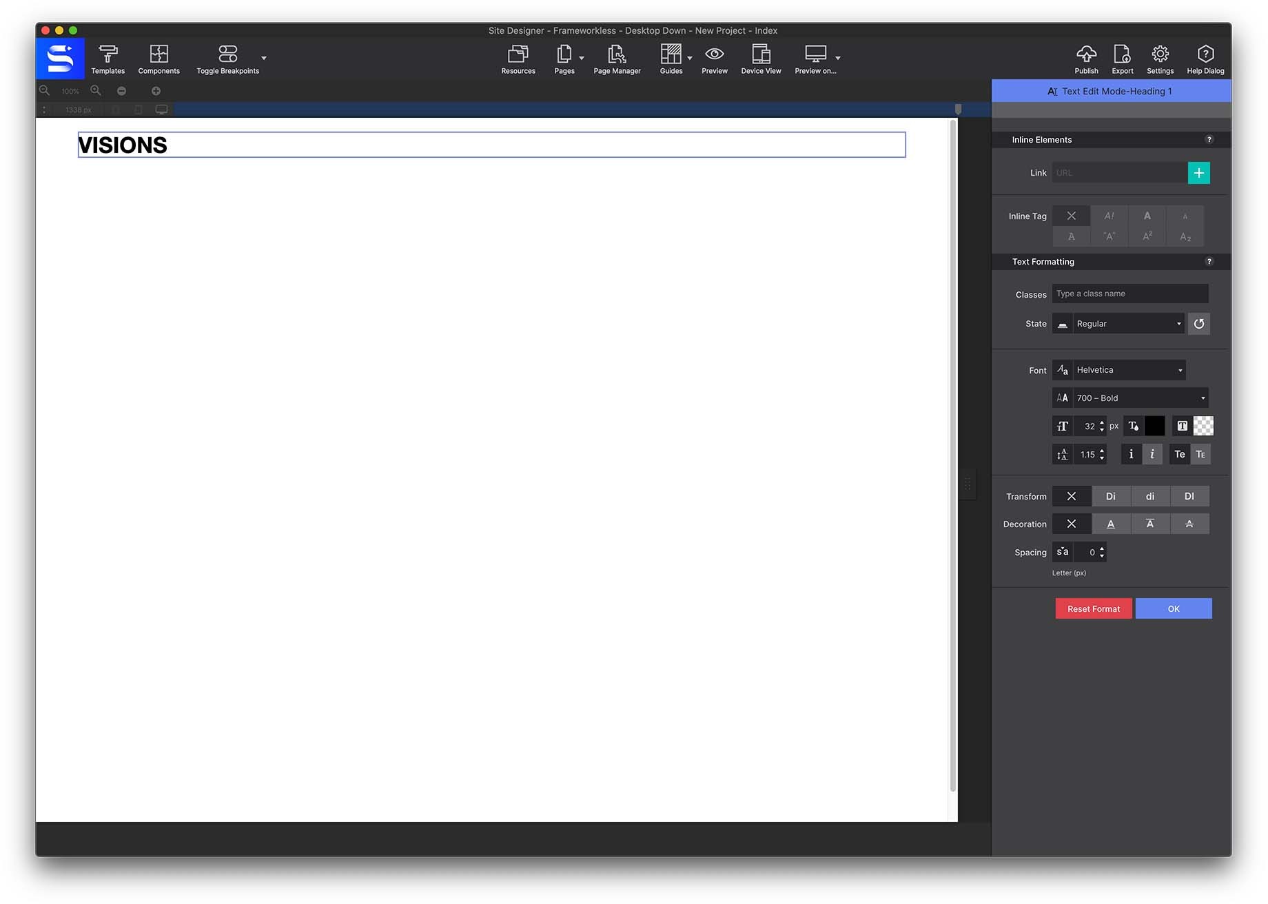 Editing text with the inline editor