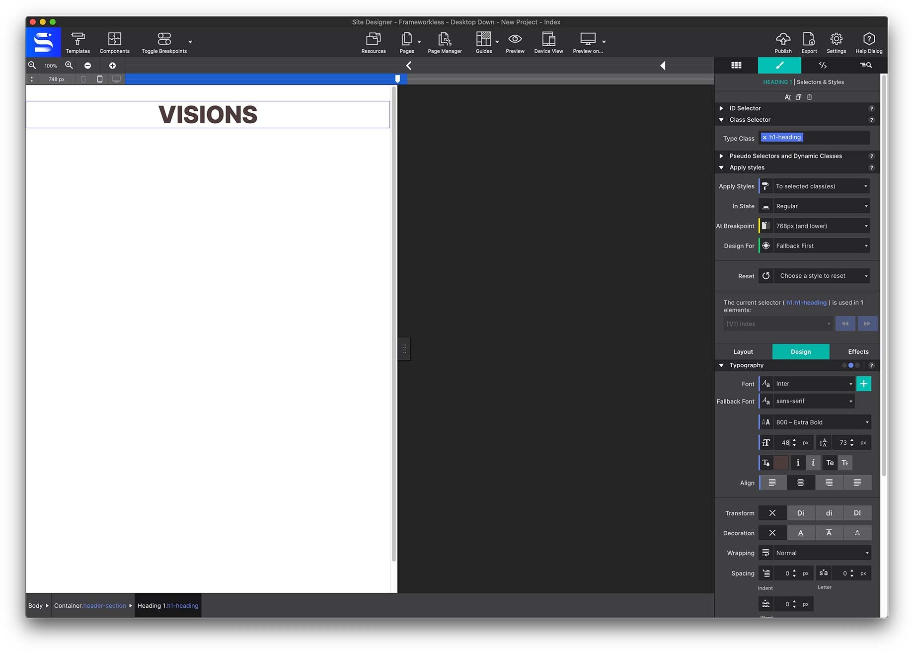 Adjusting size at the first breakpoint