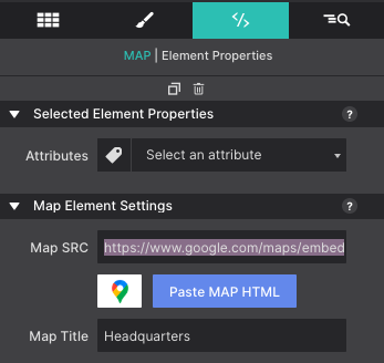 Pasting the HTML into the Map SRC box