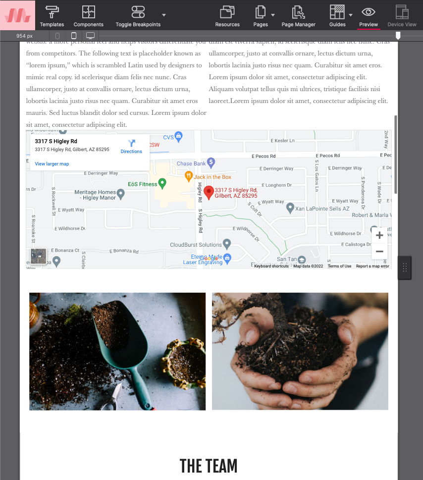 Previewing the finished responsive map