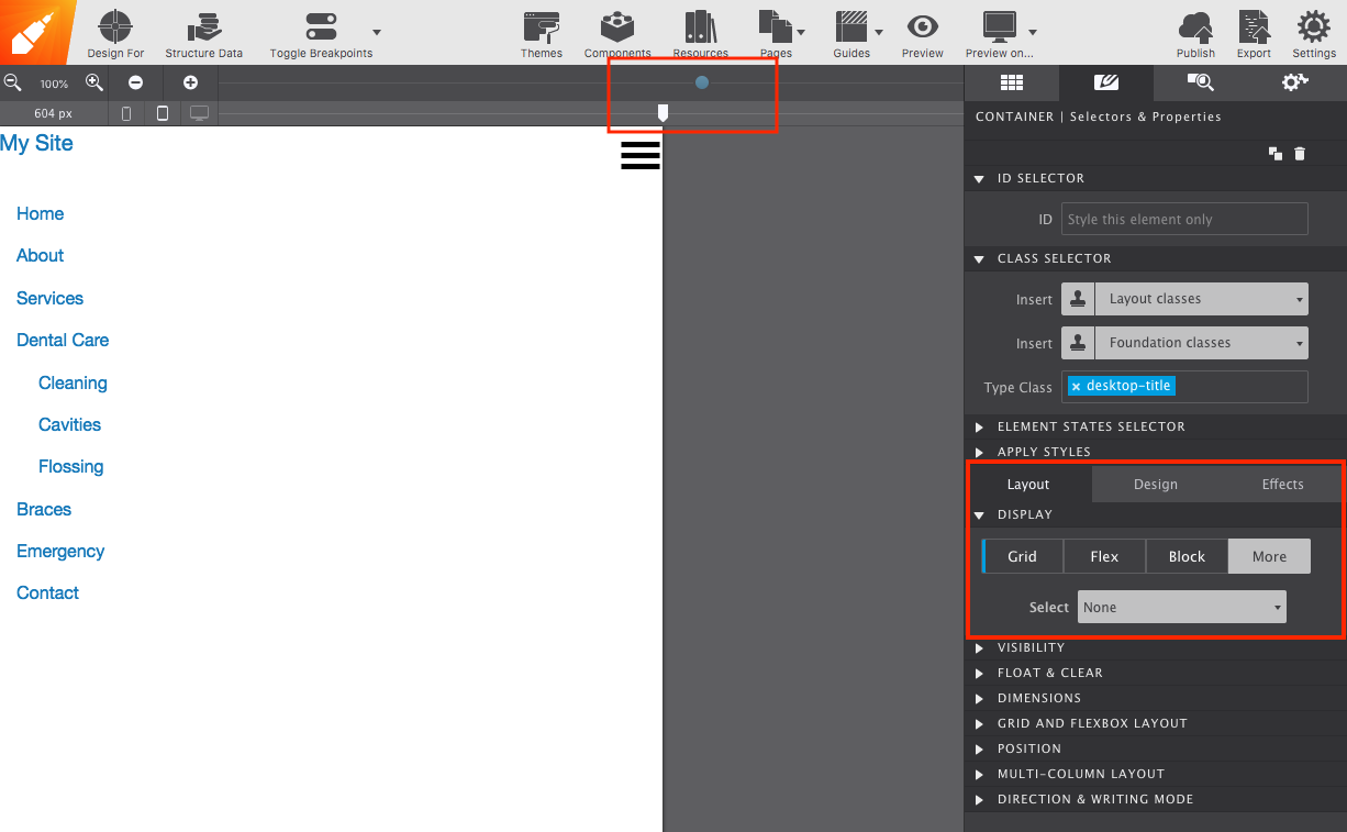 Hiding the title on small screens