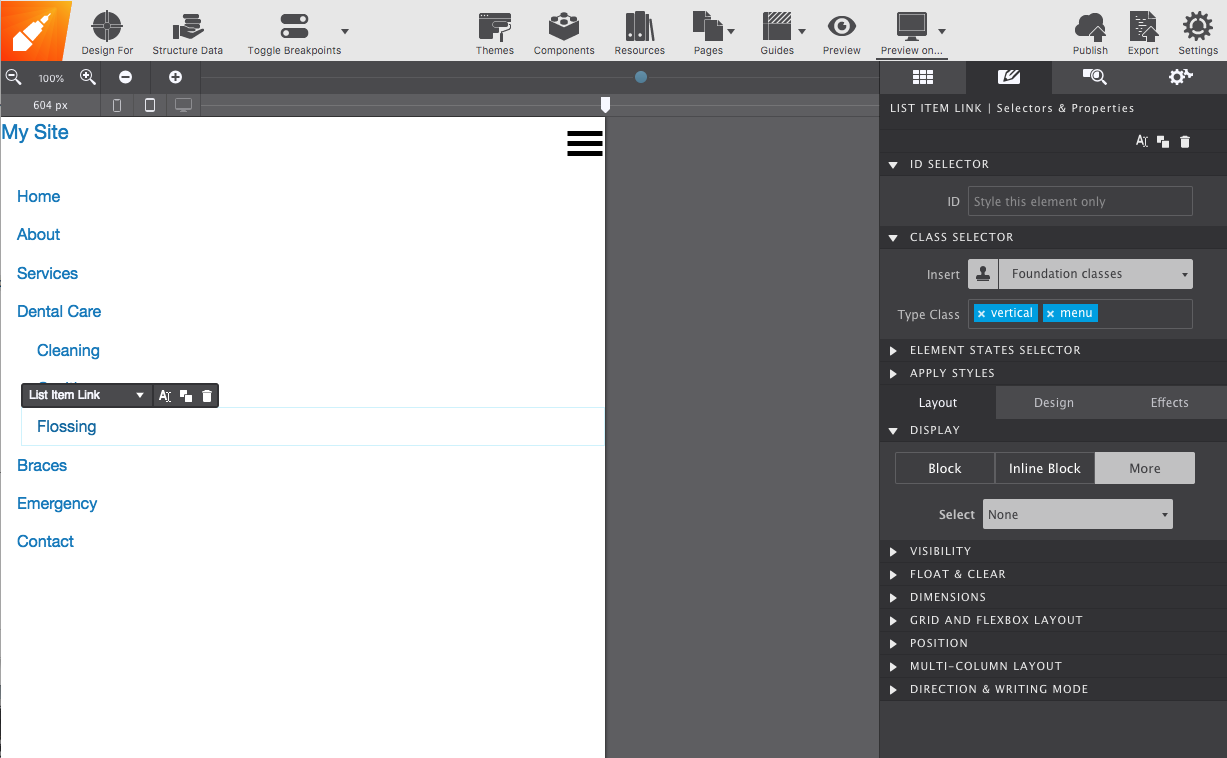 The finished nested link structure