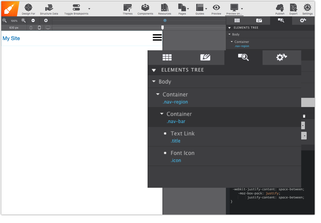 The nav bar element structure