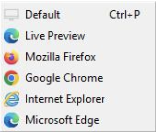 The Preview on dropdown with Live Preview selected