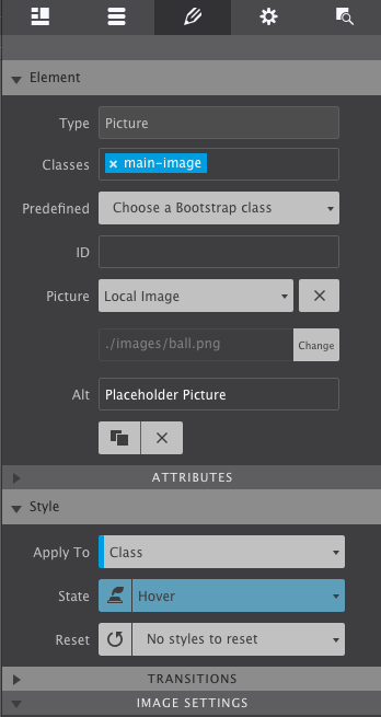 Configuring the transition on the hover state